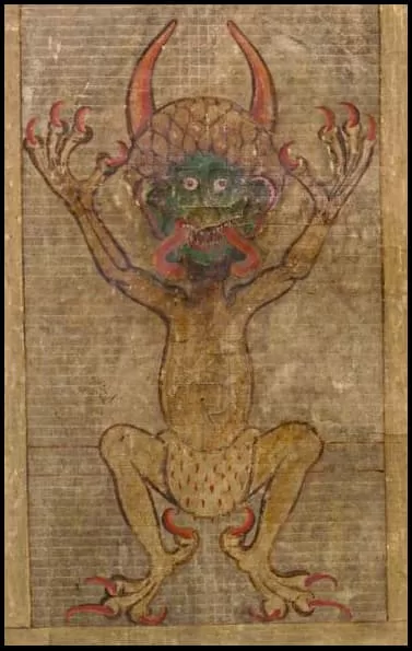 Illustration of the Devil on folio 290 recto of the Codex Gigas, dating to the early thirteenth century